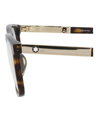 Montblanc Mens Square/Rectangle Havana Gold Transparent Fashion Designer Eyewear