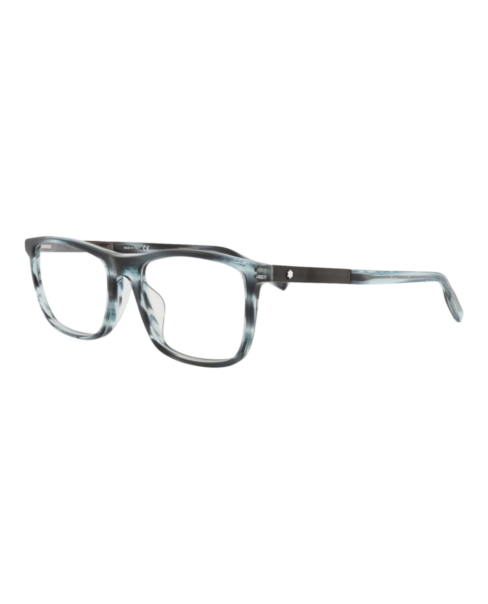 Montblanc Mens Square/Rectangle Blue Ruthenium Transparent Fashion Designer Eyewear