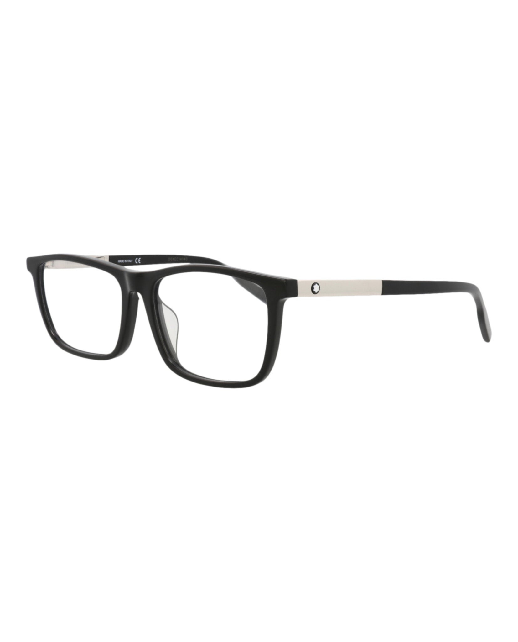 Montblanc Mens Square/Rectangle Black Silver Transparent Fashion Designer Eyewear
