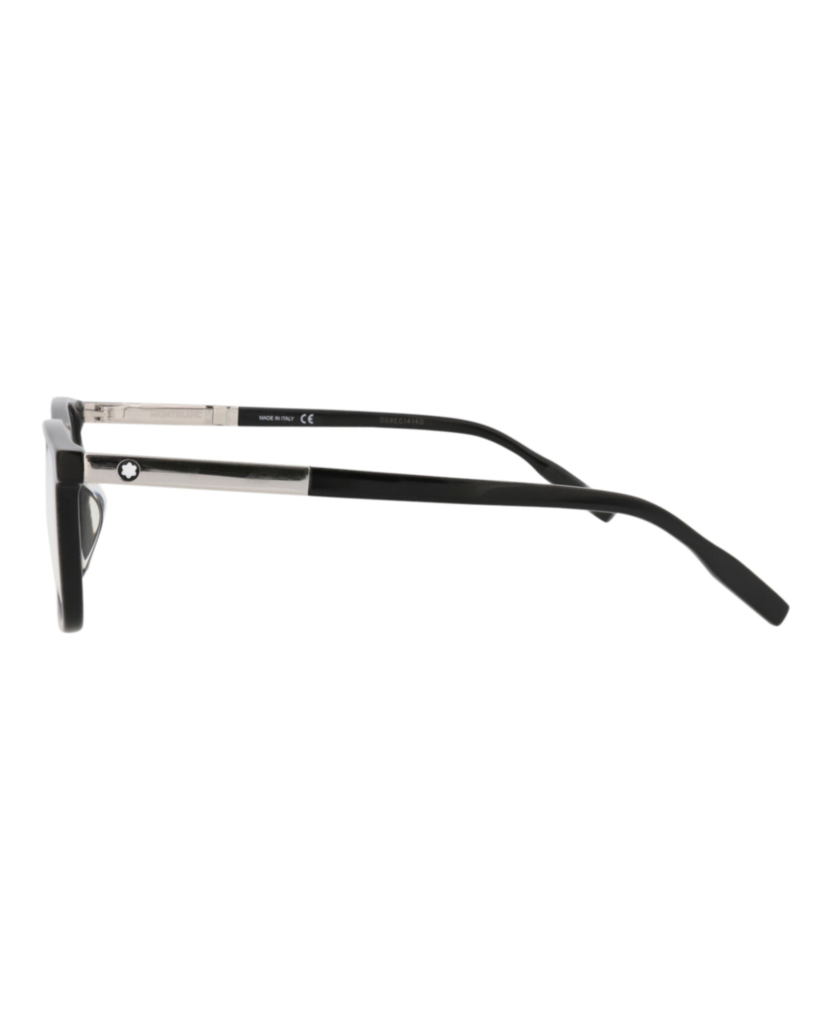 Montblanc Mens Square/Rectangle Black Silver Transparent Fashion Designer Eyewear