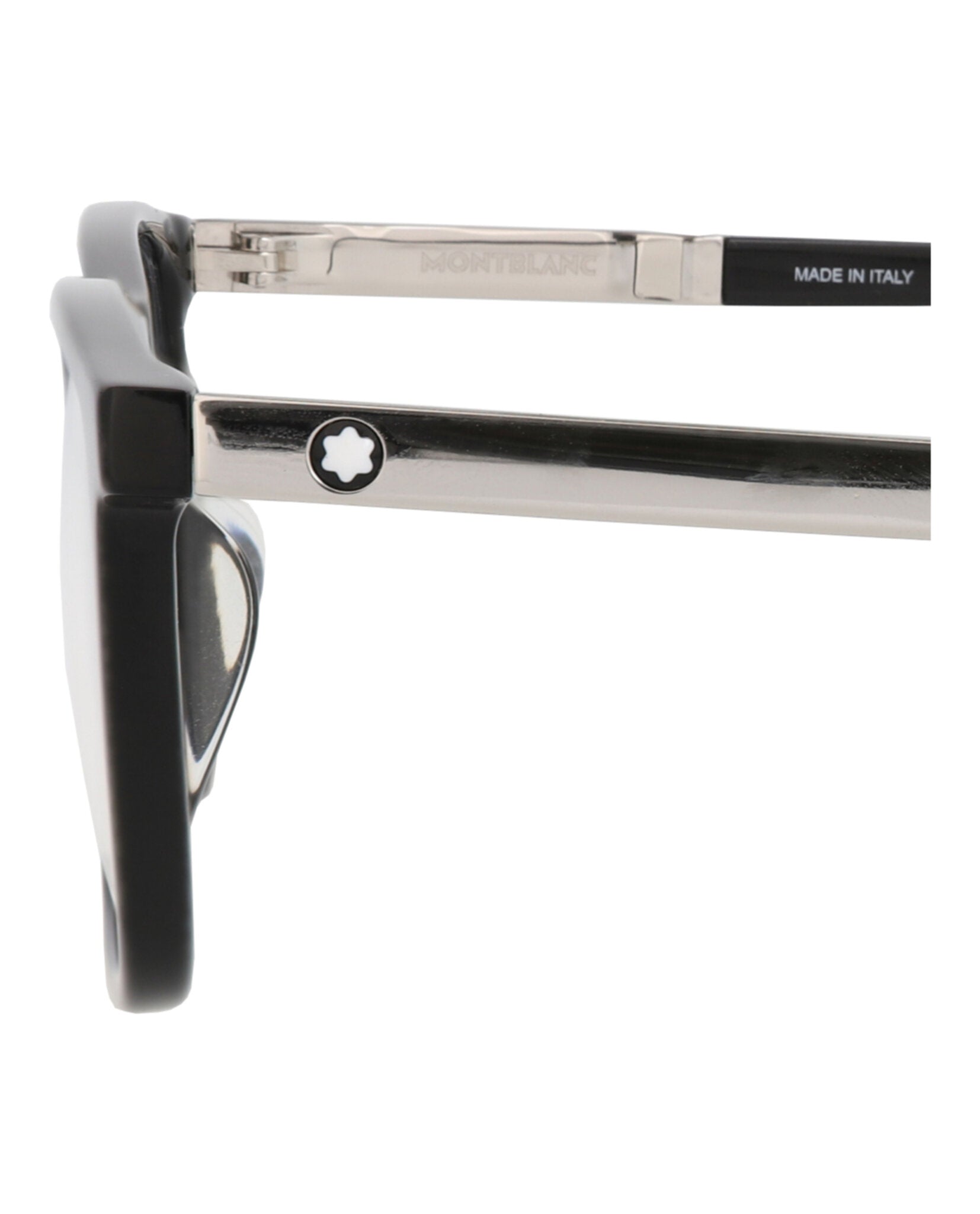 Montblanc Mens Square/Rectangle Black Silver Transparent Fashion Designer Eyewear