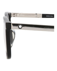 Montblanc Mens Square/Rectangle Black Silver Transparent Fashion Designer Eyewear
