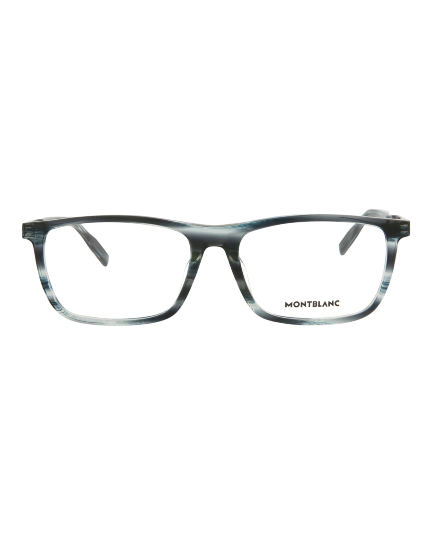 Montblanc Mens Square/Rectangle Blue Ruthenium Transparent Fashion Designer Eyewear