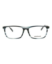 Montblanc Mens Square/Rectangle Blue Ruthenium Transparent Fashion Designer Eyewear