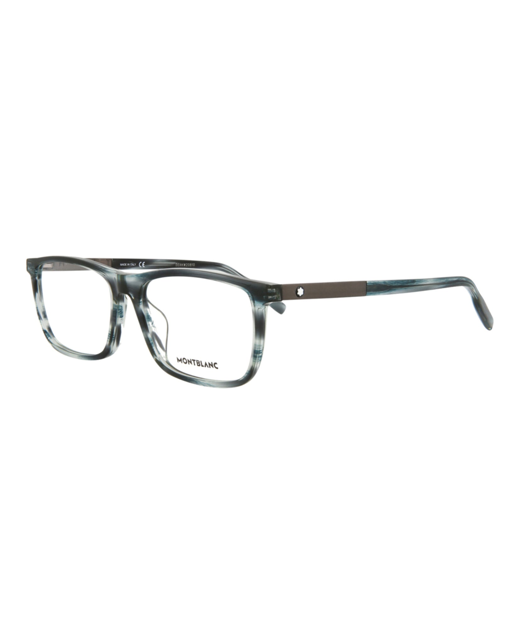 Montblanc Mens Square/Rectangle Blue Ruthenium Transparent Fashion Designer Eyewear
