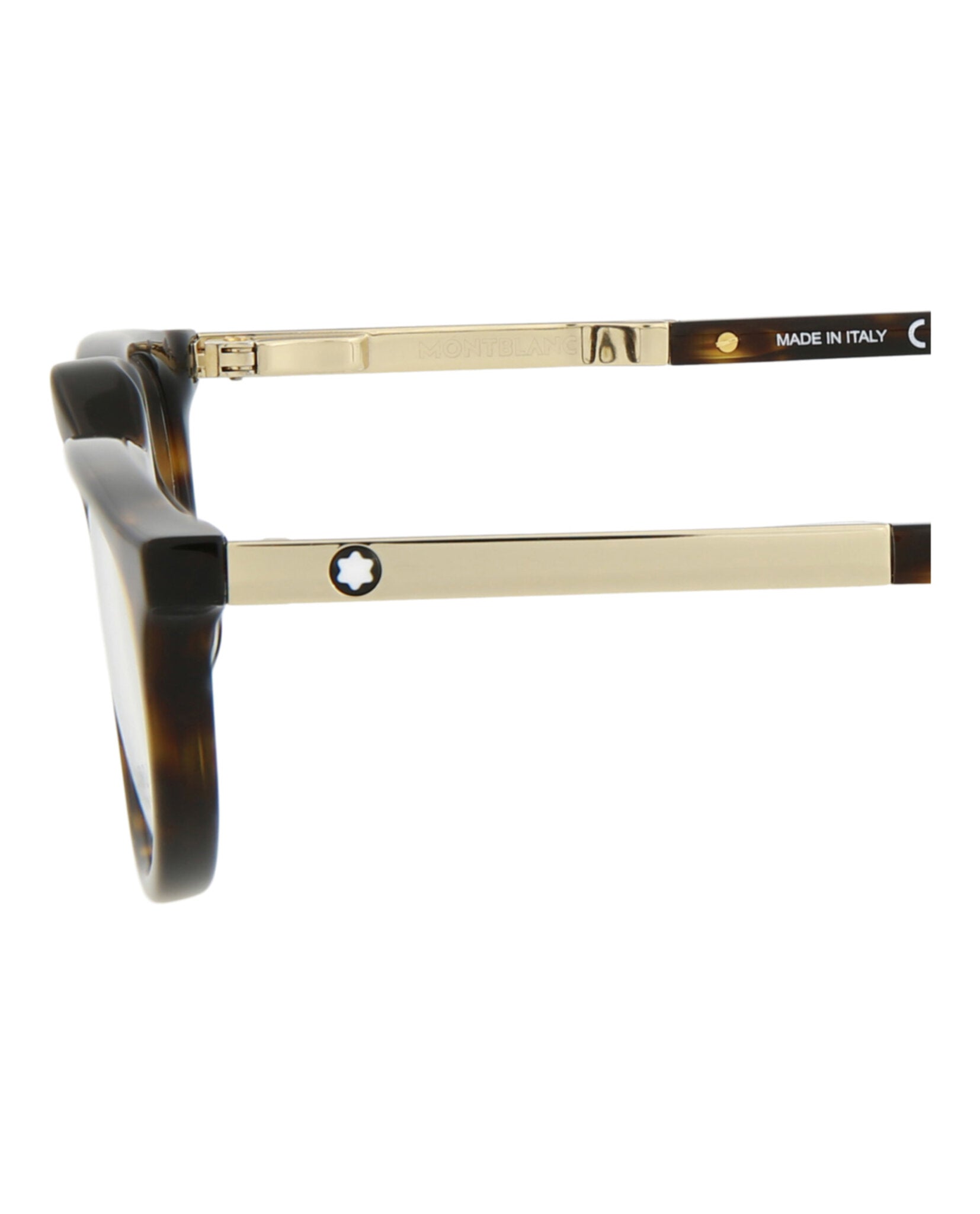 Montblanc Mens Square/Rectangle Havana Gold Transparent Fashion Designer Eyewear