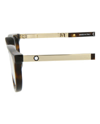 Montblanc Mens Square/Rectangle Havana Gold Transparent Fashion Designer Eyewear