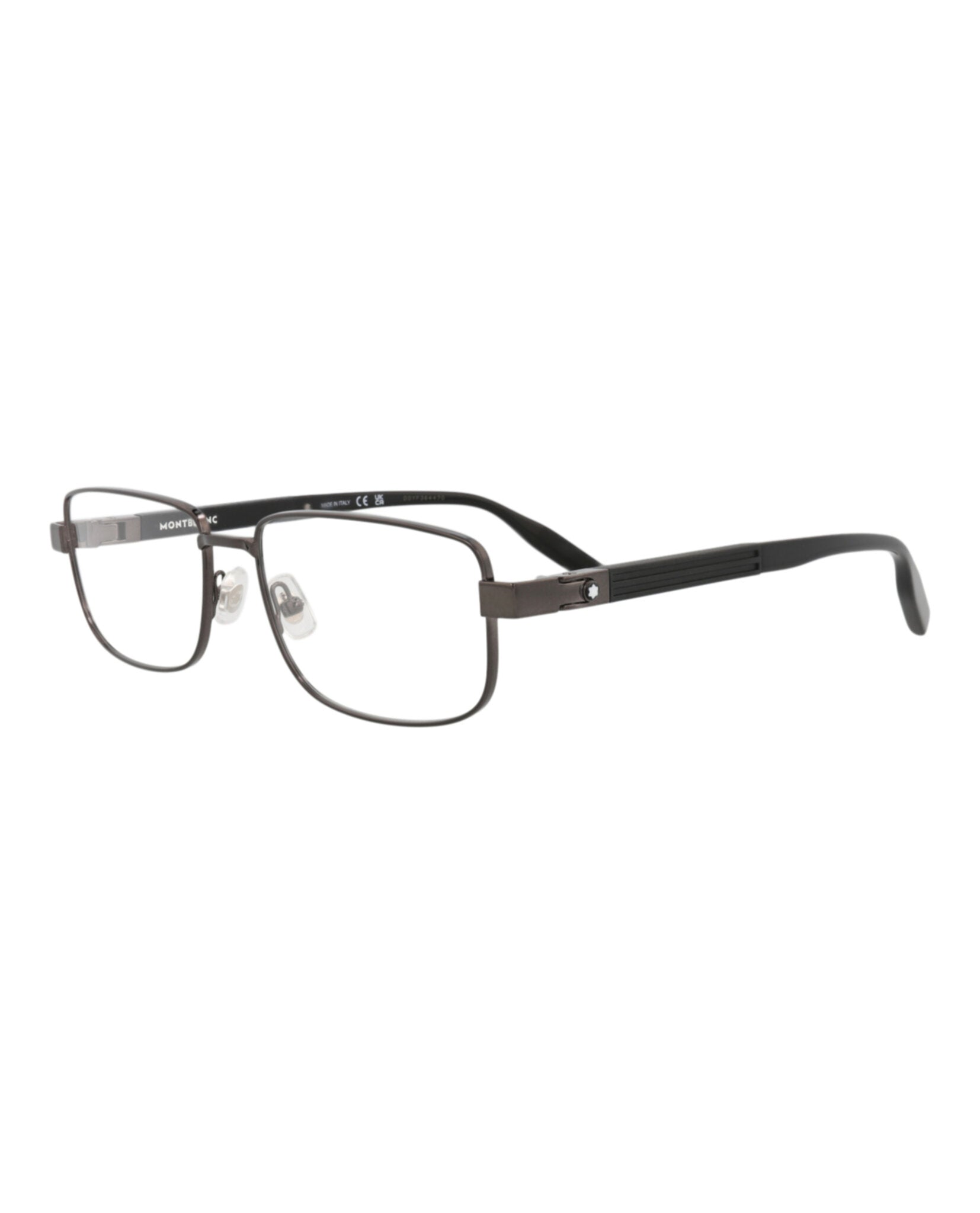 Montblanc Mens Square/Rectangle Ruthenium Black Transparent Fashion Designer Eyewear