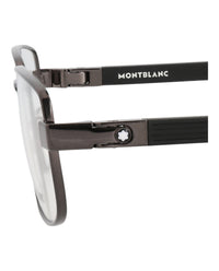 Montblanc Mens Square/Rectangle Ruthenium Black Transparent Fashion Designer Eyewear