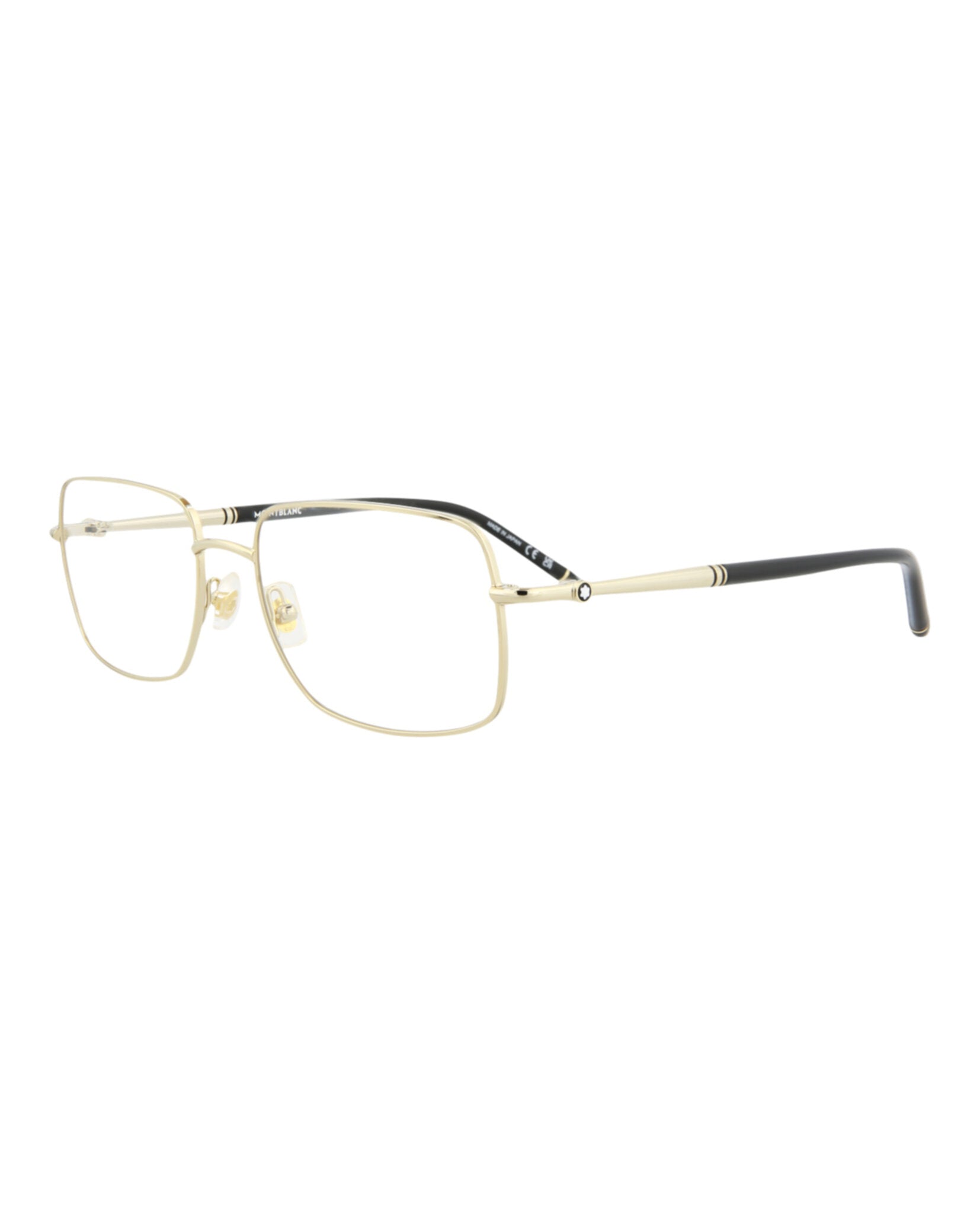 Montblanc Mens Square/Rectangle Gold Gold Transparent Fashion Designer Eyewear