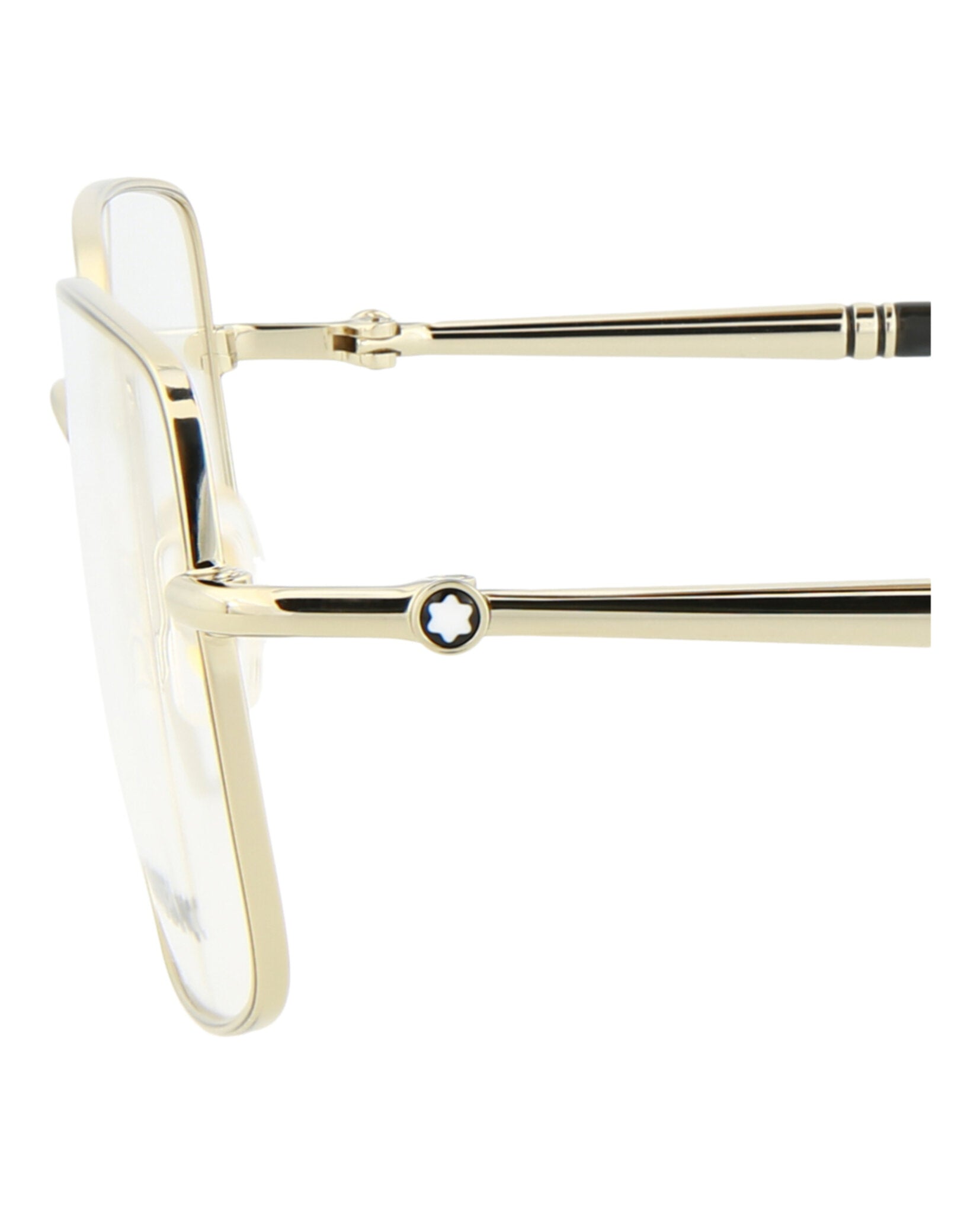 Montblanc Mens Square/Rectangle Gold Gold Transparent Fashion Designer Eyewear