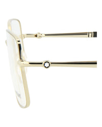 Montblanc Mens Square/Rectangle Gold Gold Transparent Fashion Designer Eyewear