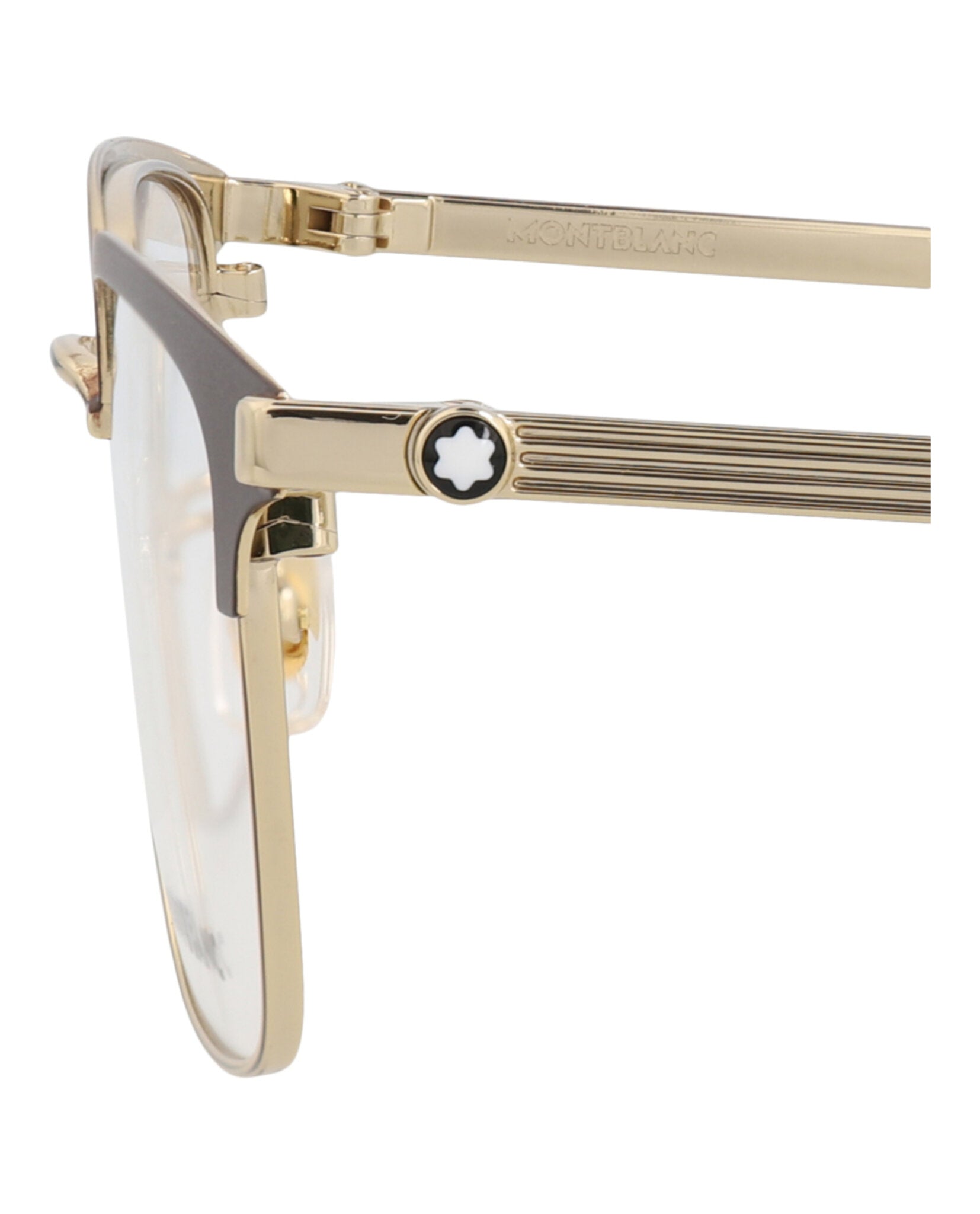 Montblanc Montblanc Mens Square/Rectangle Gold Gold Transparent Fashion Designer Eyewear