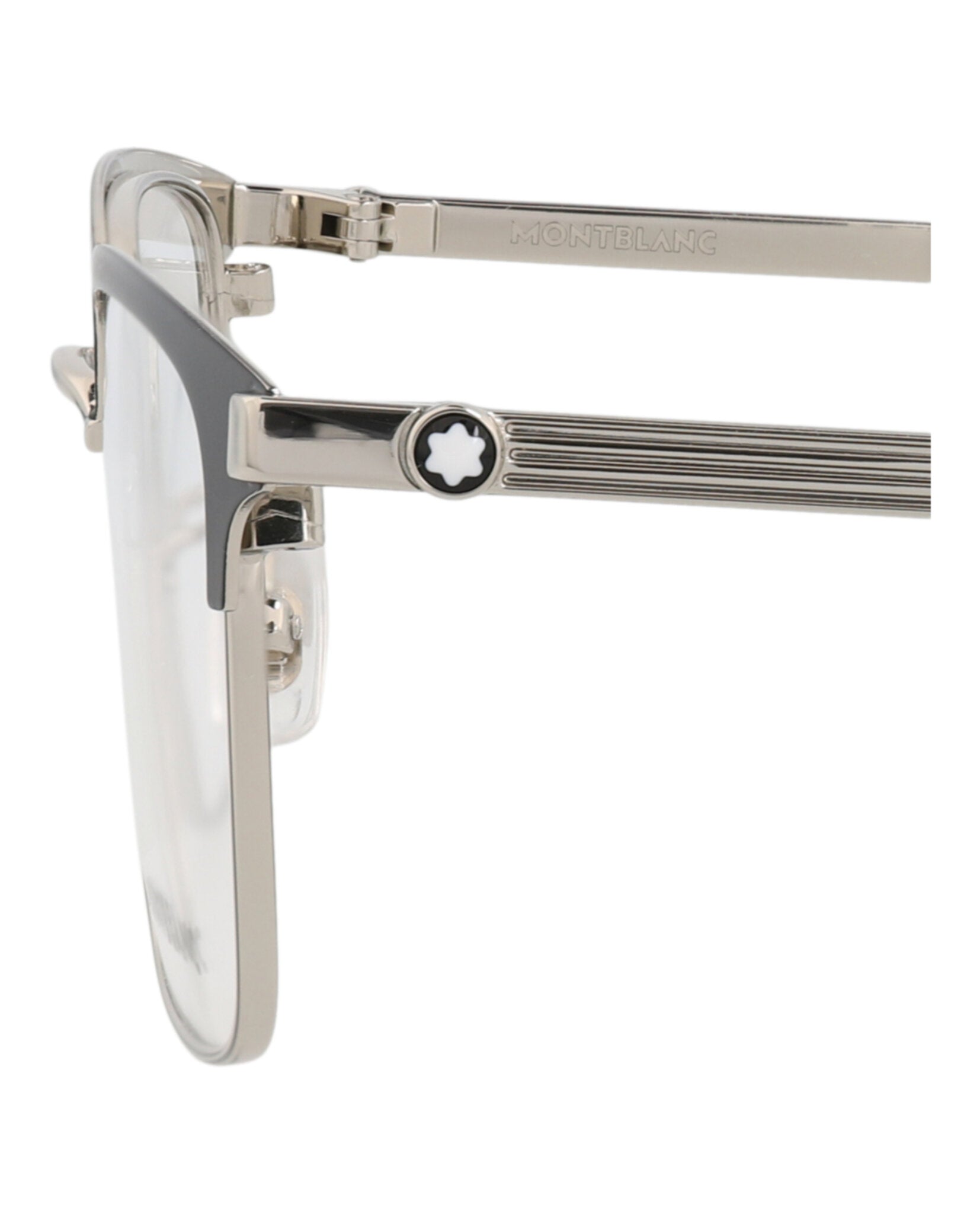 Montblanc Montblanc Mens Square/Rectangle Silver Silver Transparent Fashion Designer Eyewear