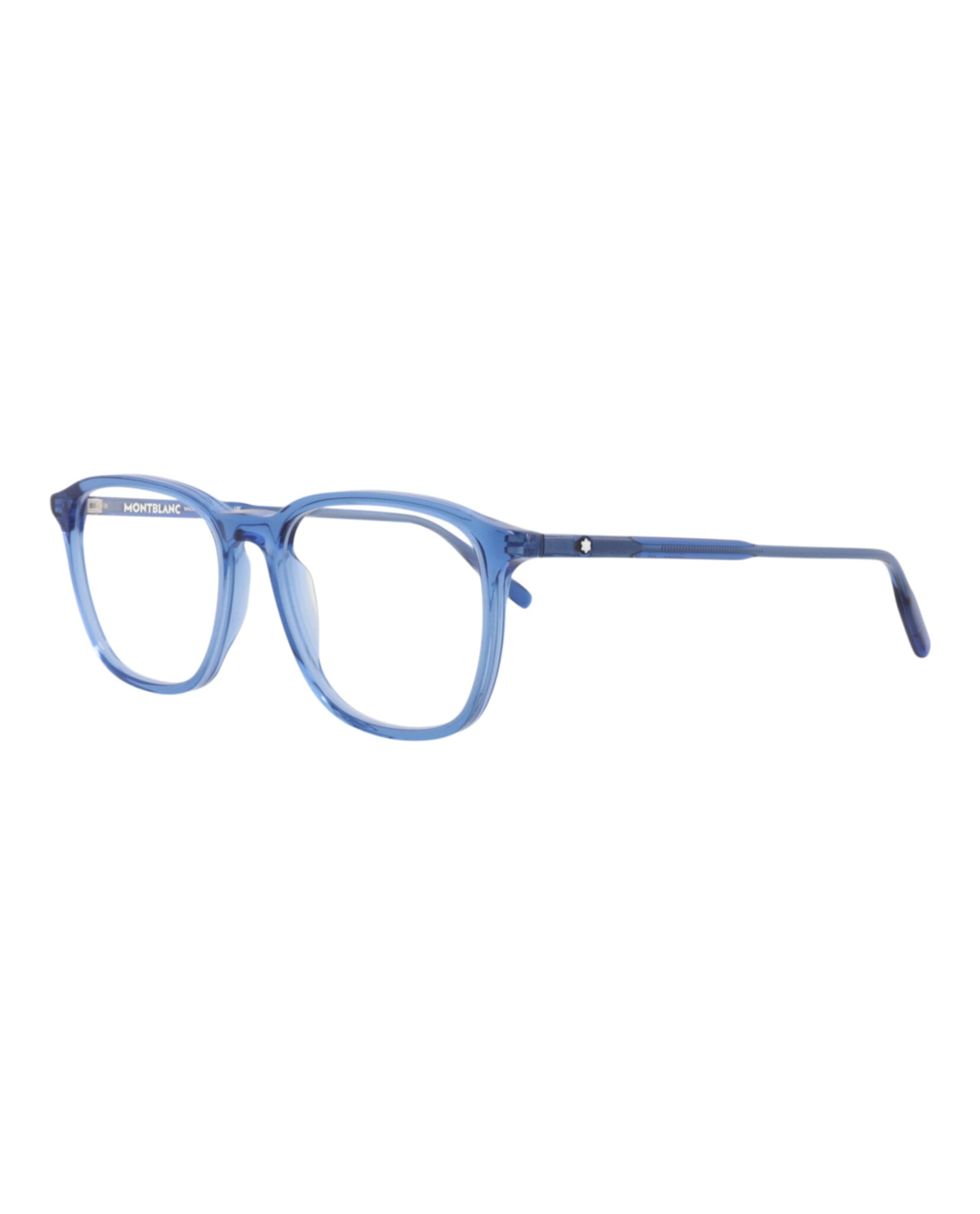 Montblanc Mens Square/Rectangle Blue Blue Transparent Fashion Designer Eyewear