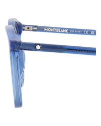 Montblanc Mens Square/Rectangle Blue Blue Transparent Fashion Designer Eyewear
