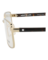 Montblanc Montblanc Mens Square/Rectangle Gold Havana Transparent Fashion Designer Eyewear