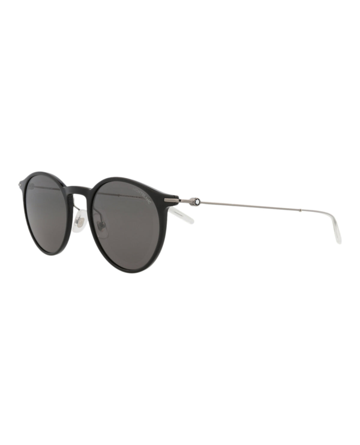 Montblanc Montblanc Mens Round/Oval Black Ruthenium Grey Fashion Designer Eyewear