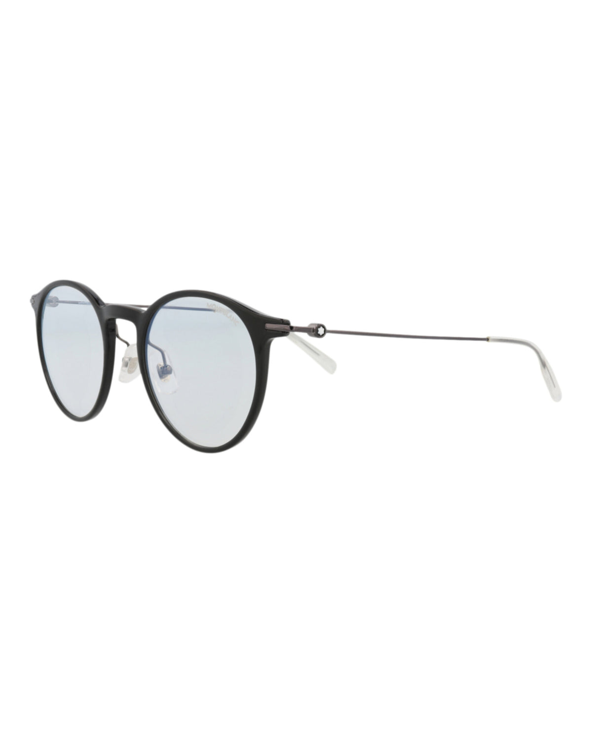 Montblanc Montblanc Mens Round/Oval Black Ruthenium Transparent Fashion Designer Eyewear