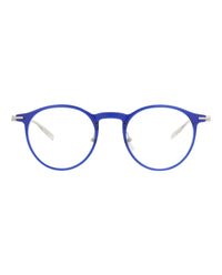 Montblanc Mens Round/Oval Blue Silver Transparent Fashion Designer Eyewear