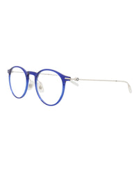 Montblanc Mens Round/Oval Blue Silver Transparent Fashion Designer Eyewear