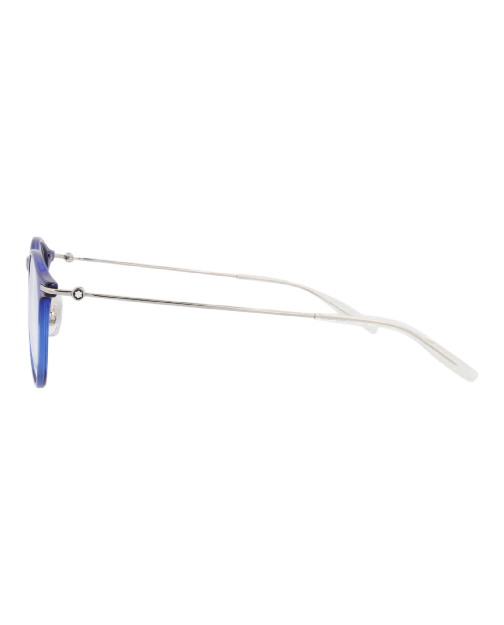 Montblanc Mens Round/Oval Blue Silver Transparent Fashion Designer Eyewear