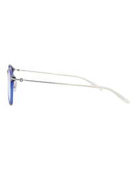 Montblanc Mens Round/Oval Blue Silver Transparent Fashion Designer Eyewear