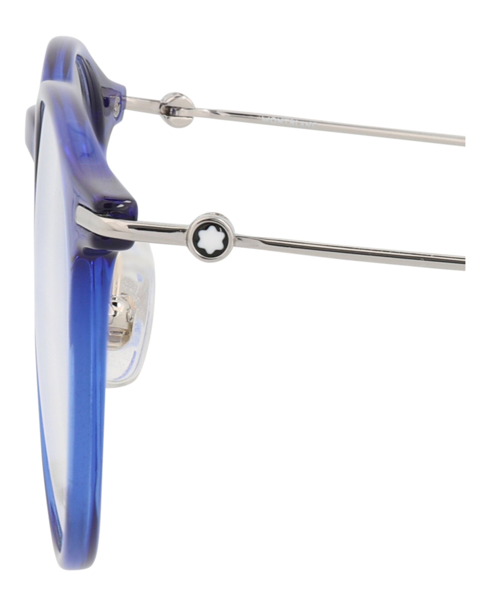 Montblanc Mens Round/Oval Blue Silver Transparent Fashion Designer Eyewear