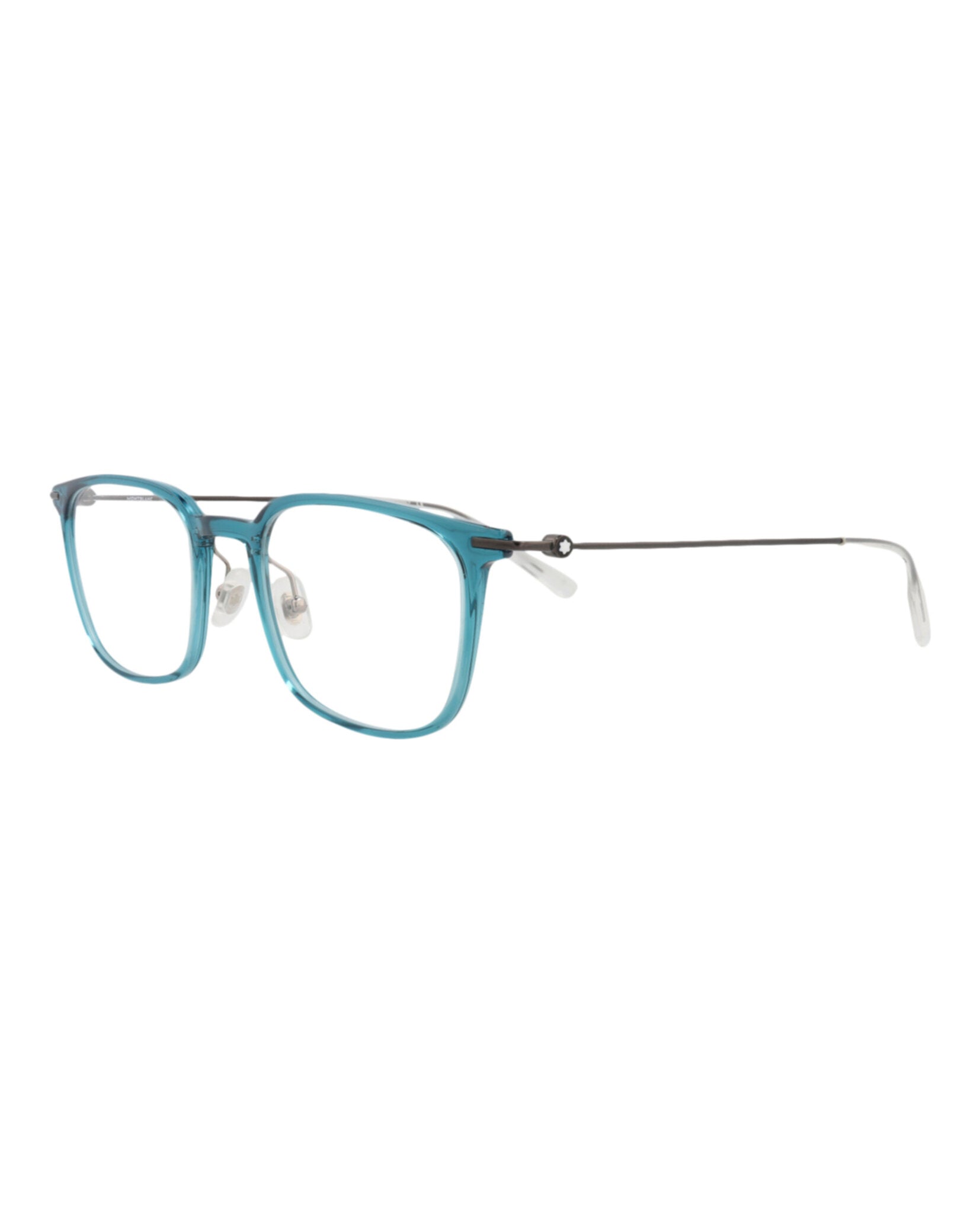 Montblanc Montblanc Mens Square/Rectangle Blue Ruthenium Transparent Fashion Designer Eyewear