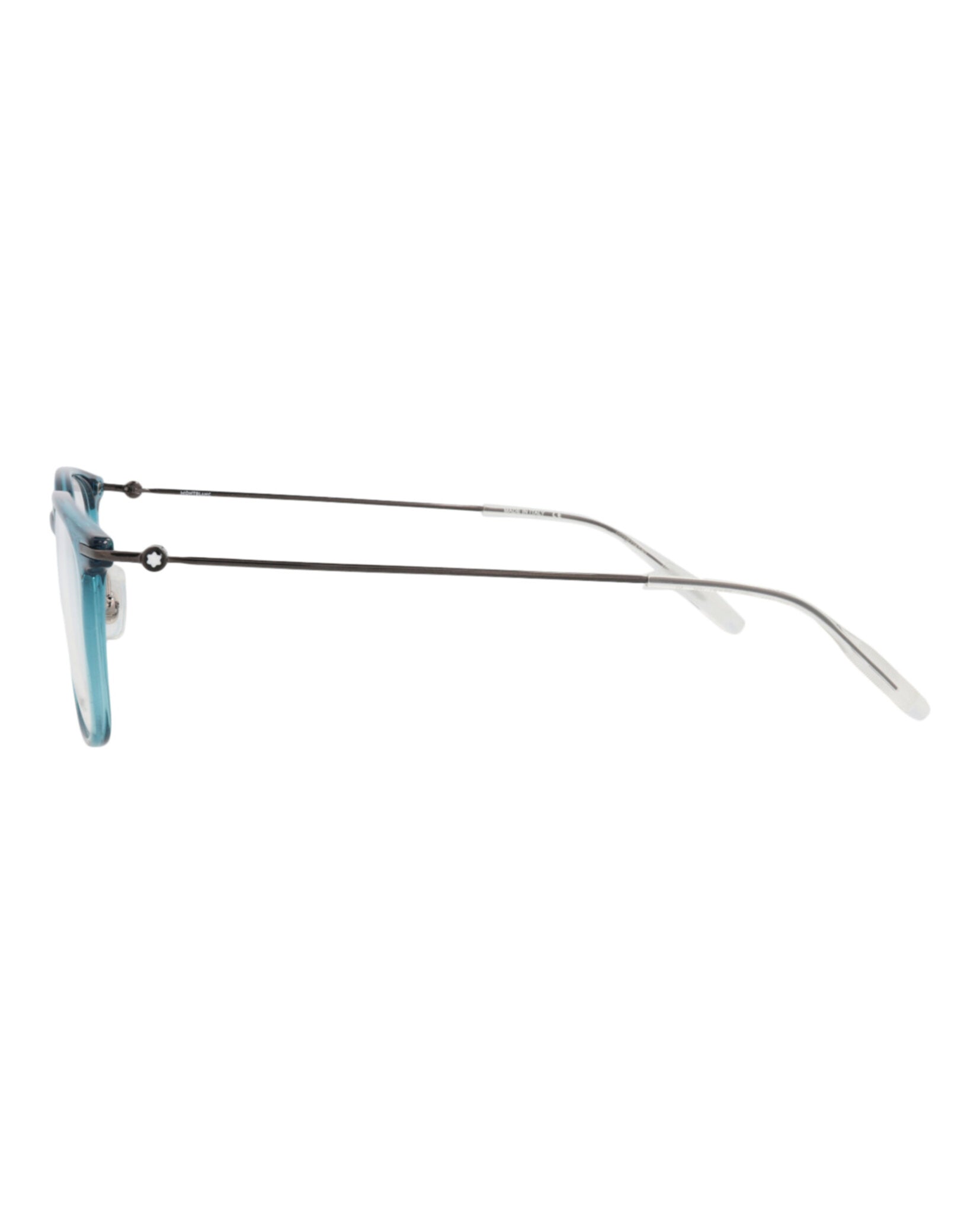 Montblanc Montblanc Mens Square/Rectangle Blue Ruthenium Transparent Fashion Designer Eyewear