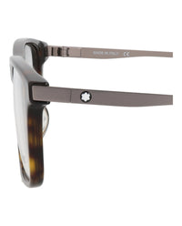 Montblanc Mens Square/Rectangle Havana Ruthenium Transparent Fashion Designer Eyewear