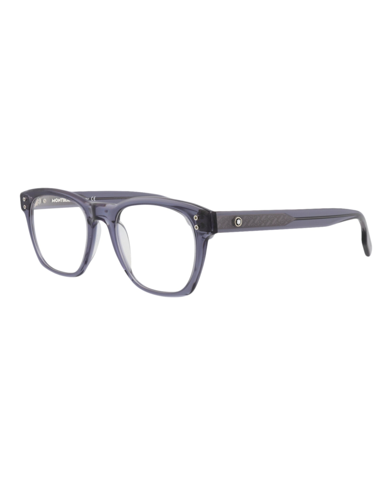 Montblanc Mens Square/Rectangle Blue Blue Transparent Fashion Designer Eyewear