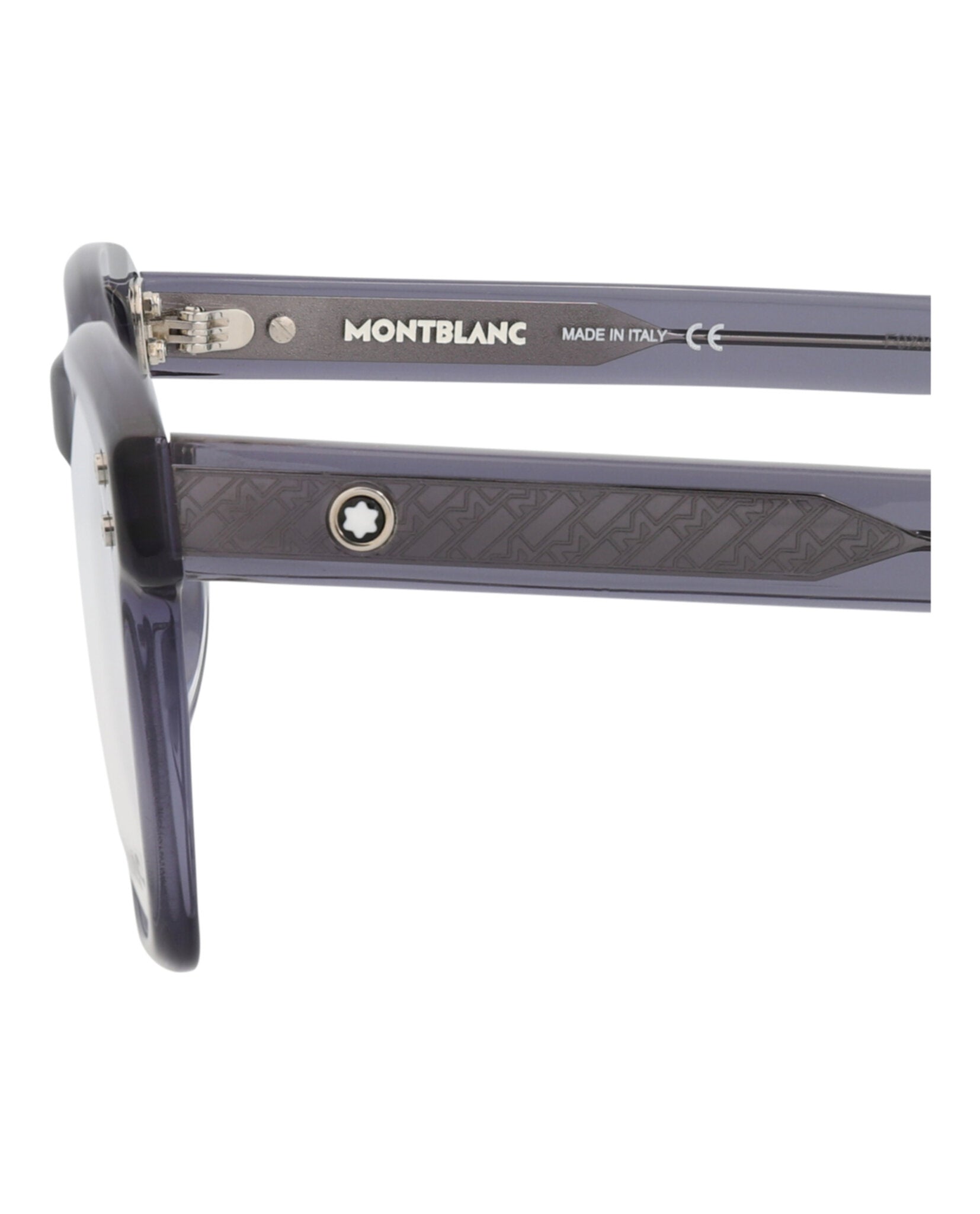 Montblanc Mens Square/Rectangle Blue Blue Transparent Fashion Designer Eyewear