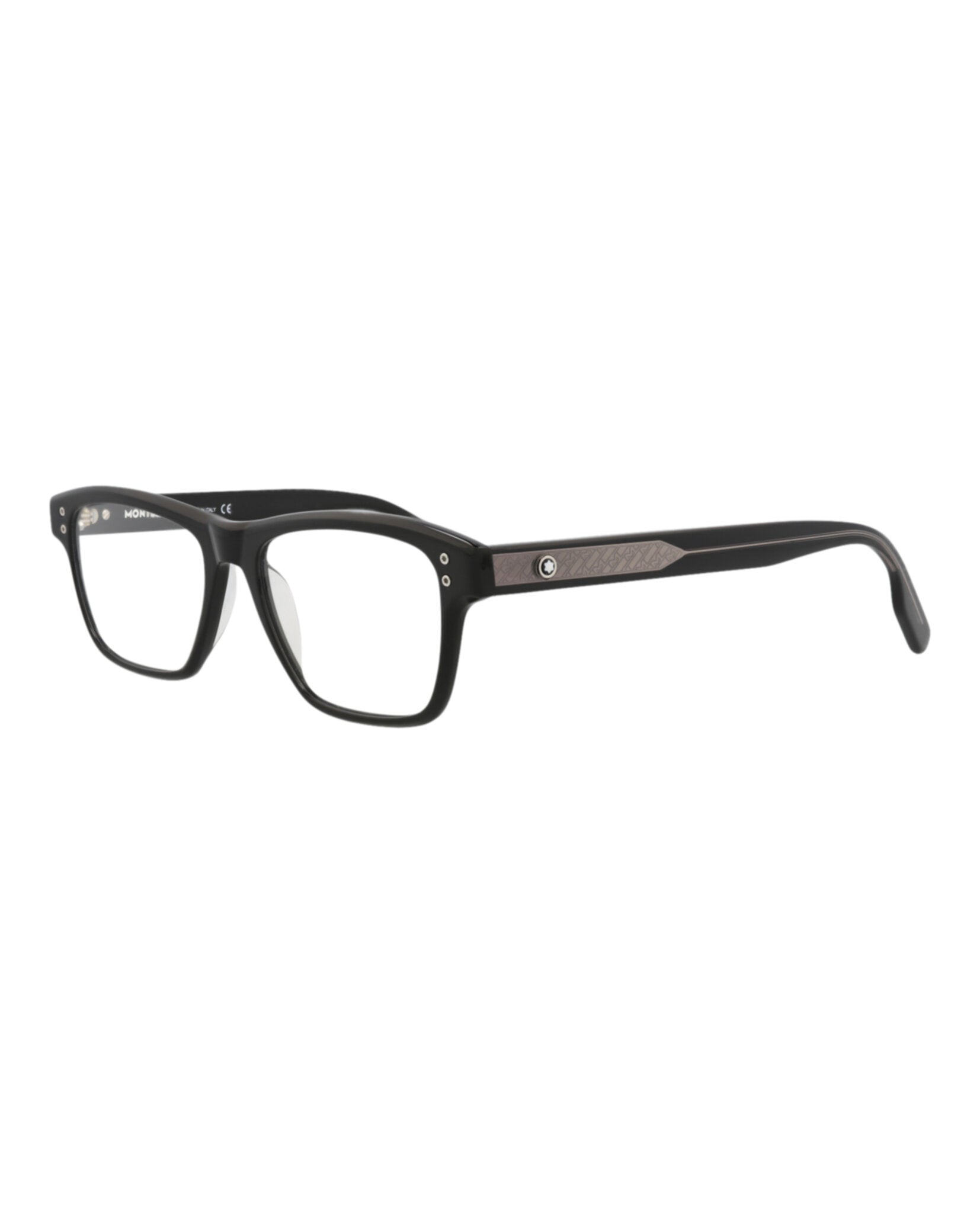 Montblanc Mens Square/Rectangle Black Black Transparent Fashion Designer Eyewear