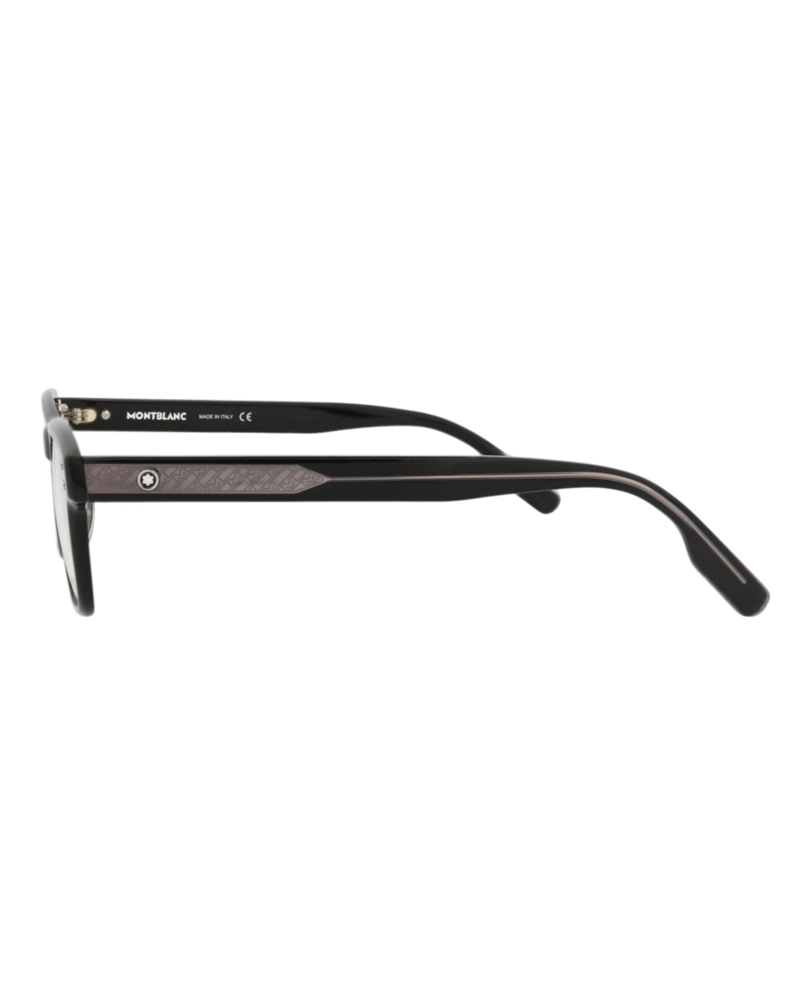 Montblanc Mens Square/Rectangle Black Black Transparent Fashion Designer Eyewear
