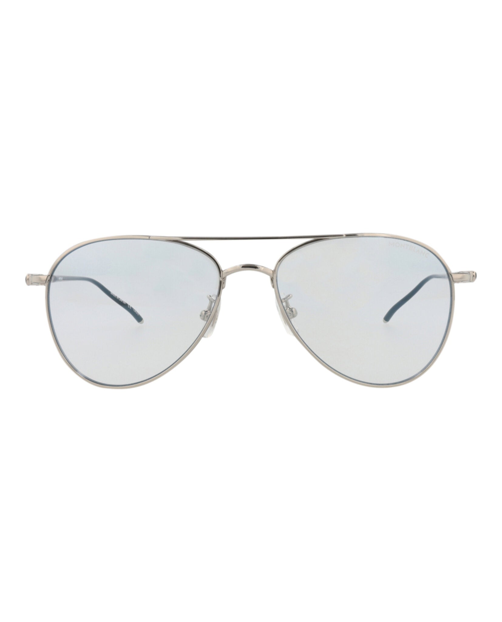 Montblanc Montblanc Mens Aviator Silver Silver Transparent Fashion Designer Eyewear