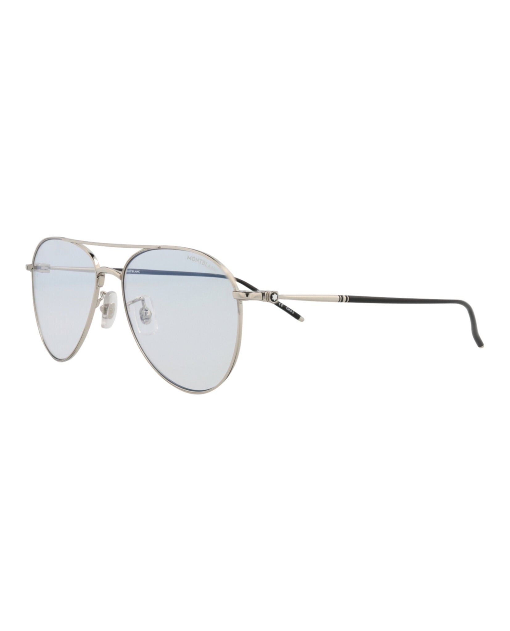 Montblanc Montblanc Mens Aviator Silver Silver Transparent Fashion Designer Eyewear