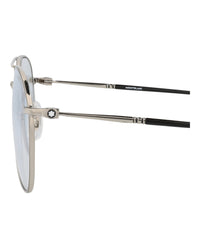 Montblanc Montblanc Mens Aviator Silver Silver Transparent Fashion Designer Eyewear