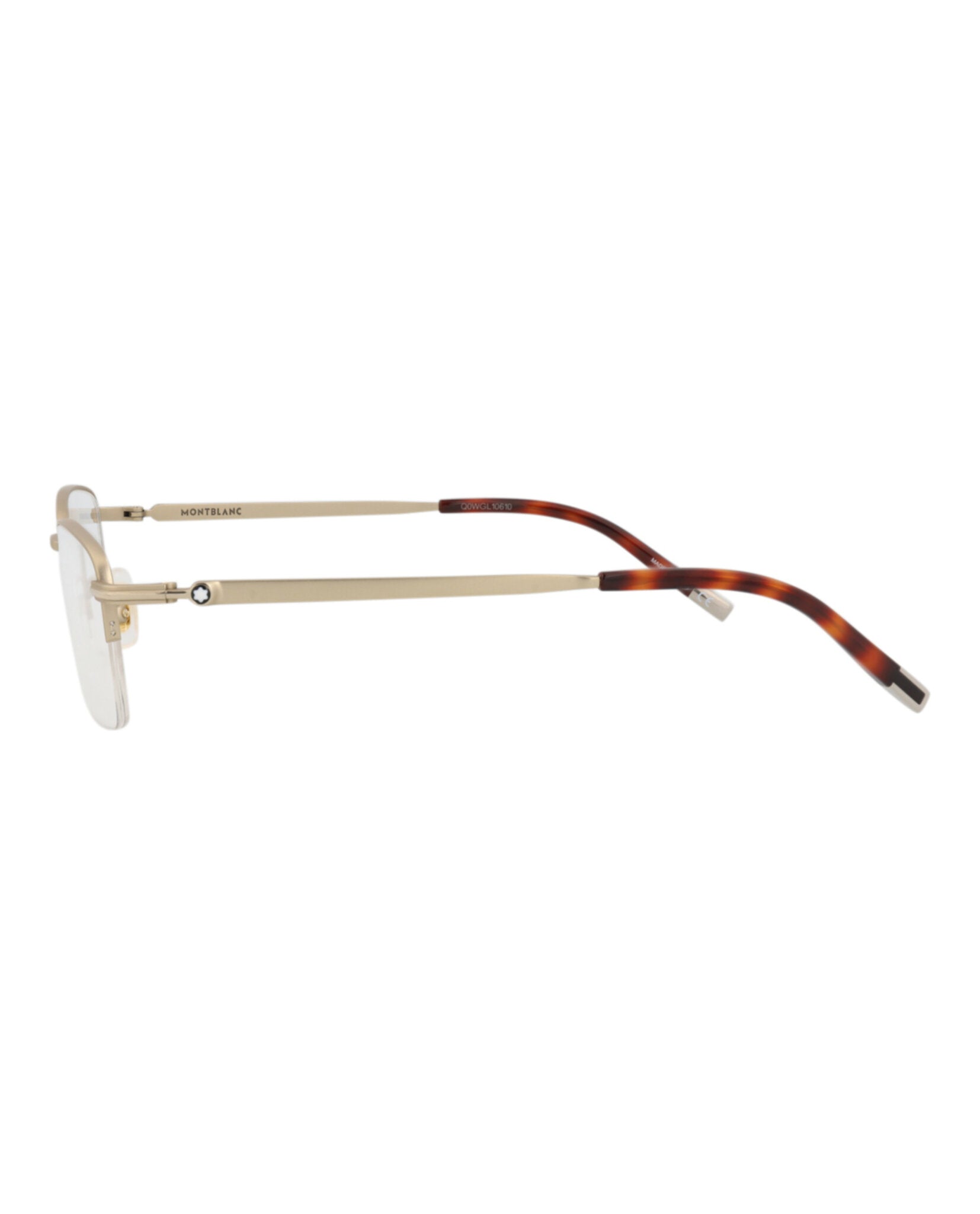 Montblanc Mens Square/Rectangle Gold Gold Transparent Fashion Designer Eyewear