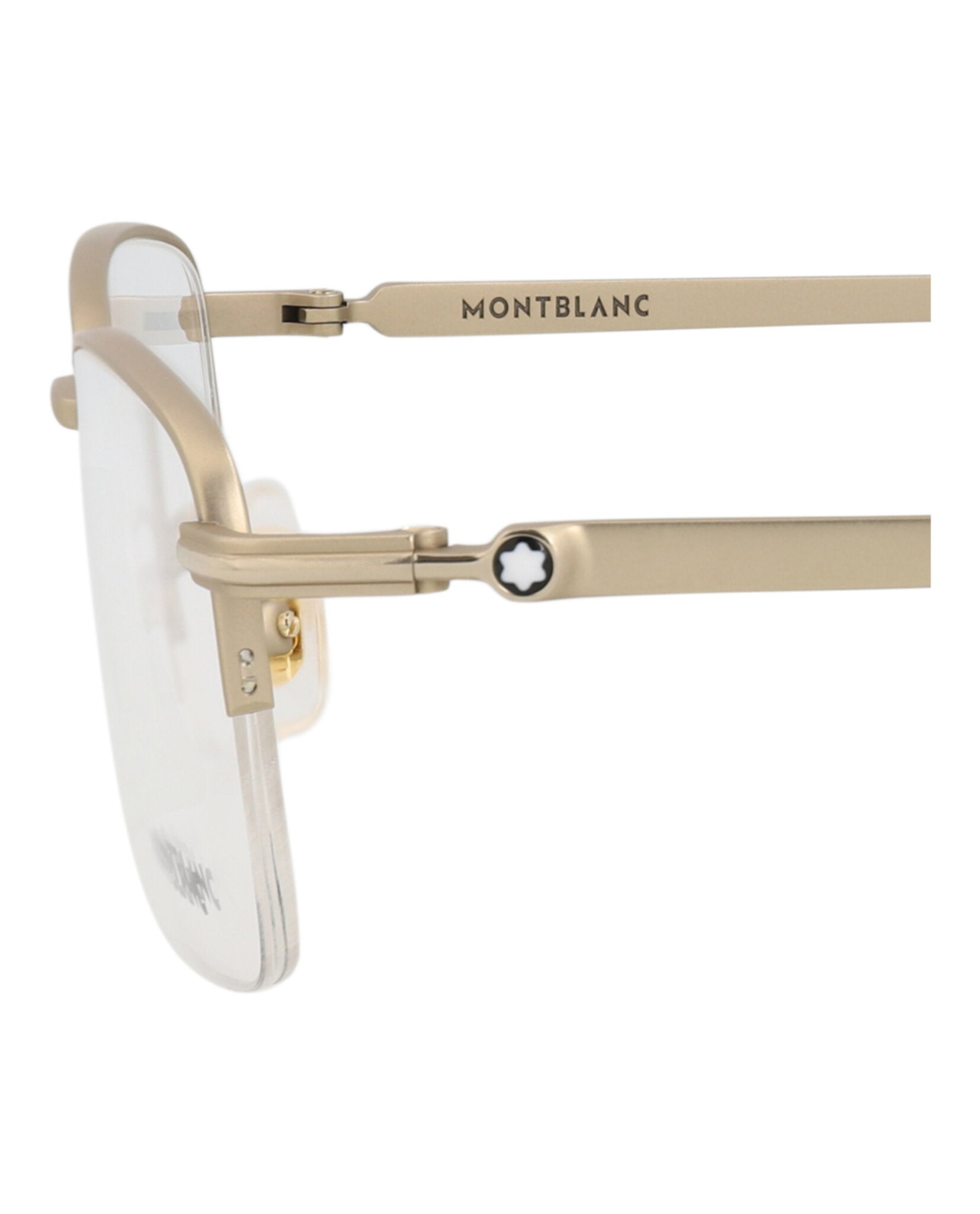 Montblanc Mens Square/Rectangle Gold Gold Transparent Fashion Designer Eyewear