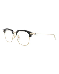 Montblanc Mens Square/Rectangle Black Gold Transparent Fashion Designer Eyewear