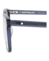 Montblanc Mens Square/Rectangle Blue Blue Transparent Fashion Designer Eyewear