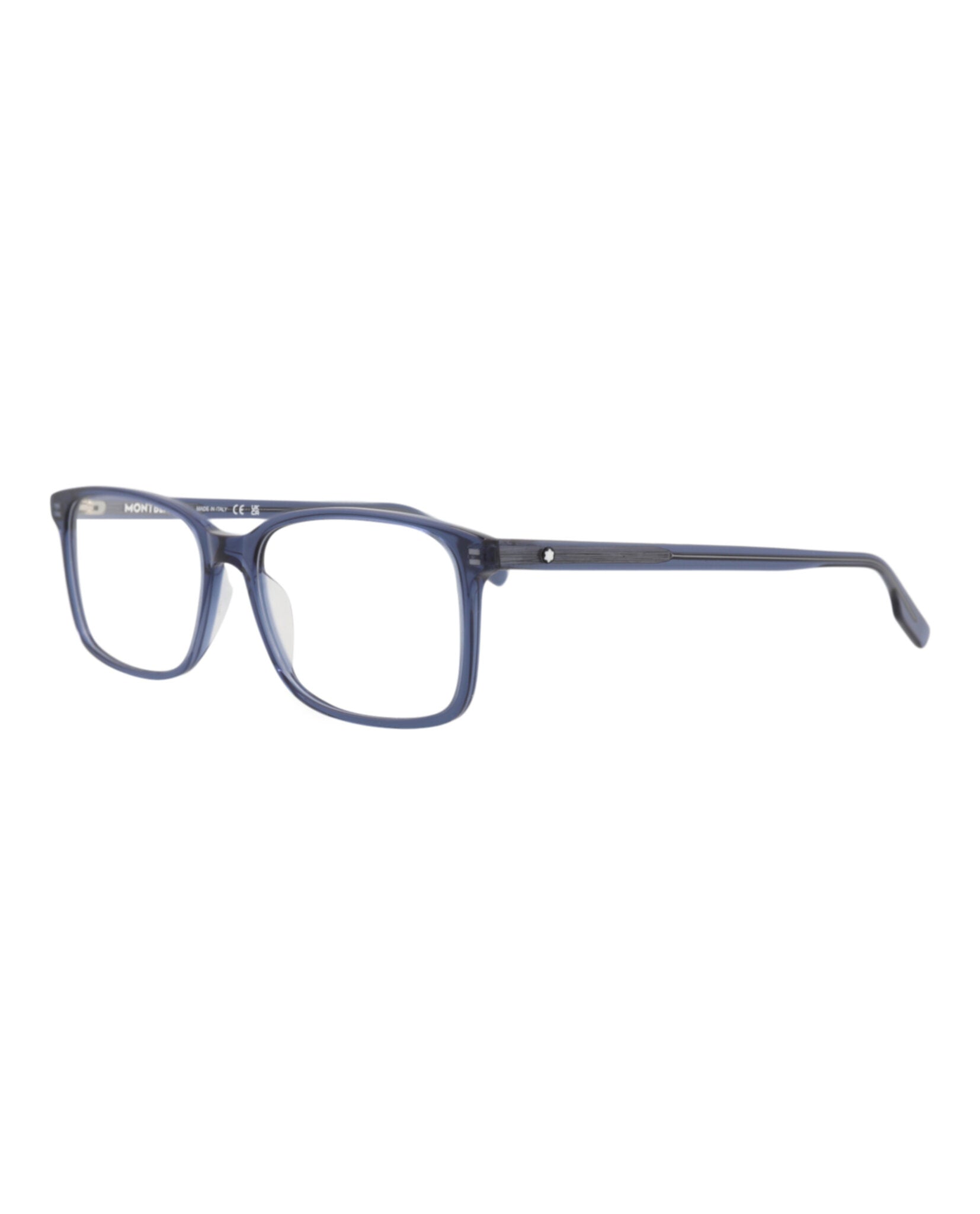 Montblanc Mens Square/Rectangle Blue Blue Transparent Fashion Designer Eyewear