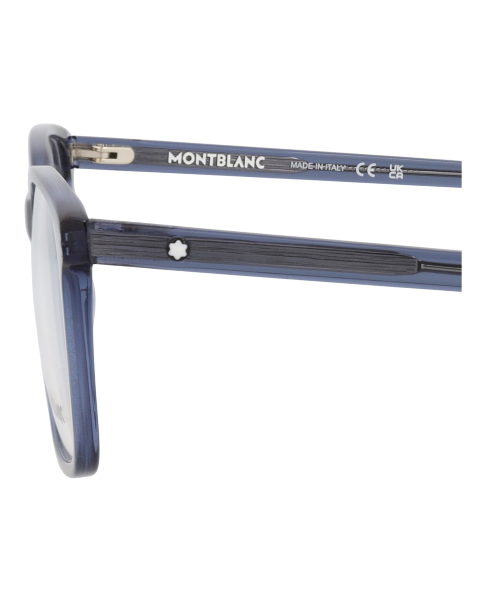 Montblanc Mens Square/Rectangle Blue Blue Transparent Fashion Designer Eyewear