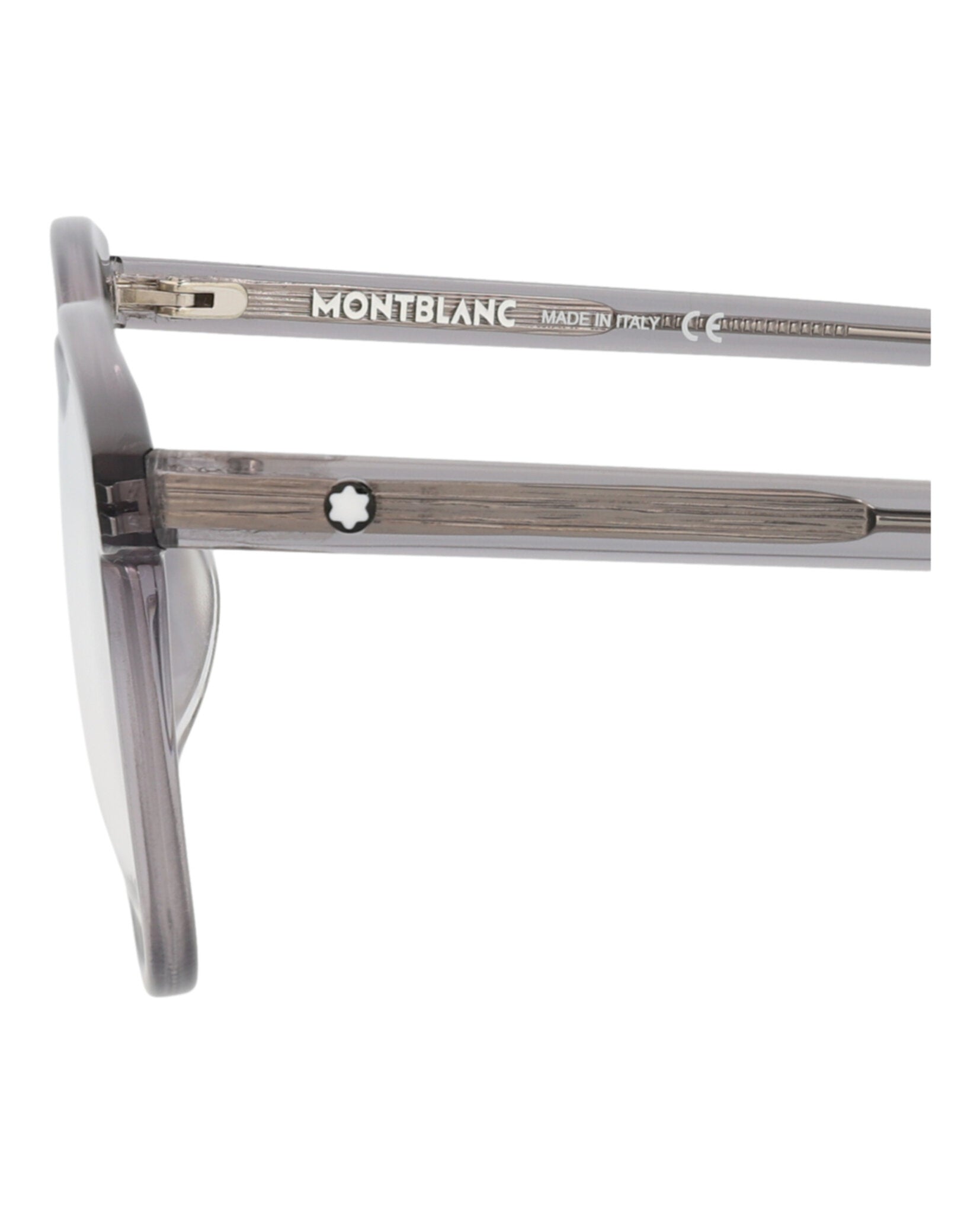 Montblanc Mens Round/Oval Grey Grey Transparent Fashion Designer Eyewear