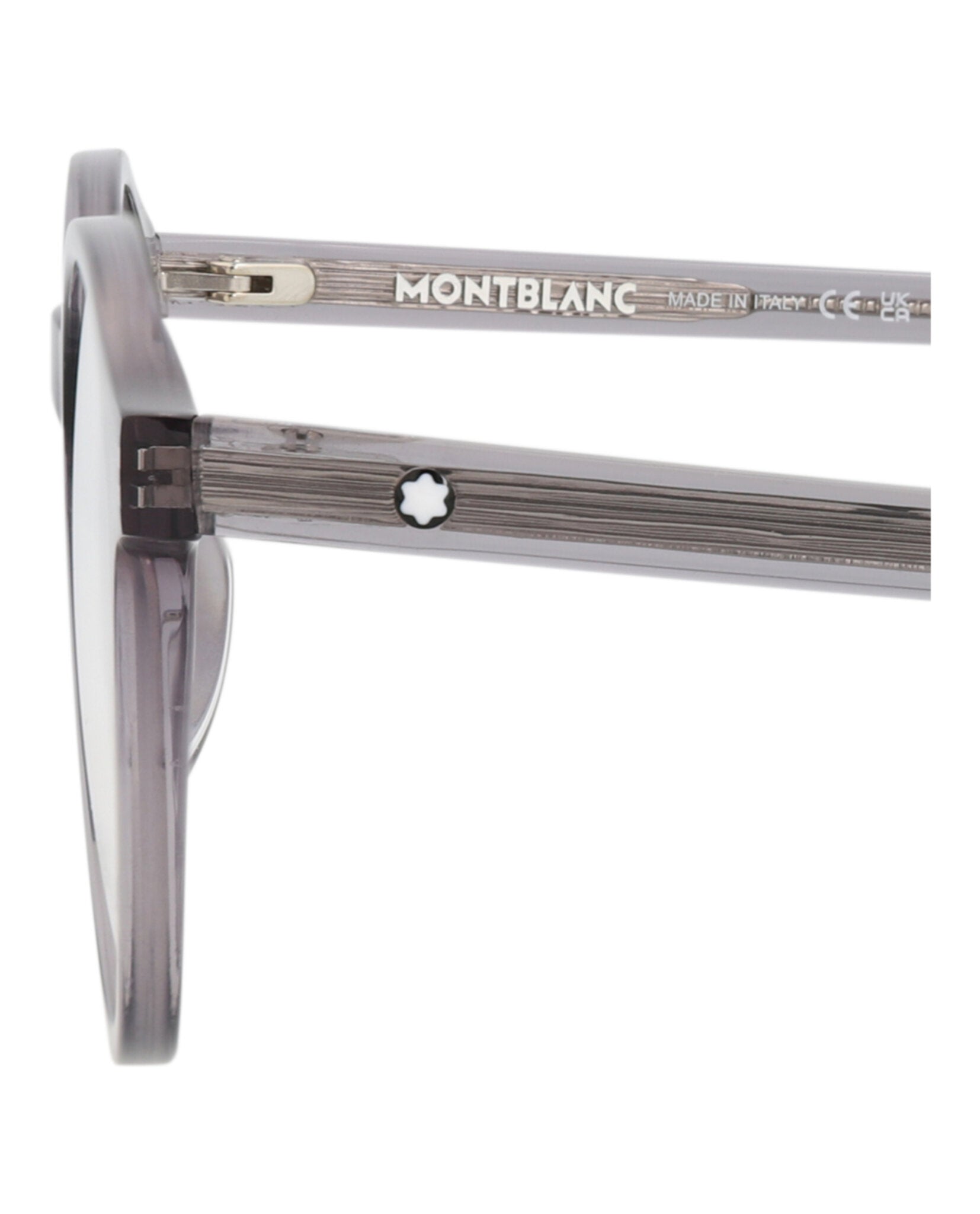 Montblanc Mens Round/Oval Grey Grey Transparent Fashion Designer Eyewear