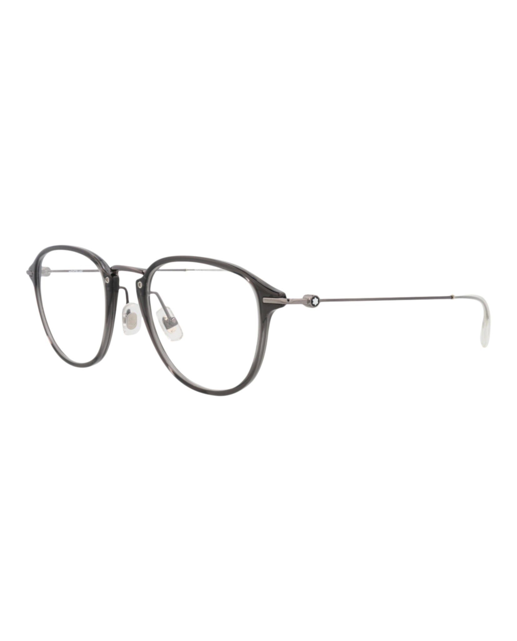 Montblanc Mens Round/Oval Grey Ruthenium Transparent Fashion Designer Eyewear