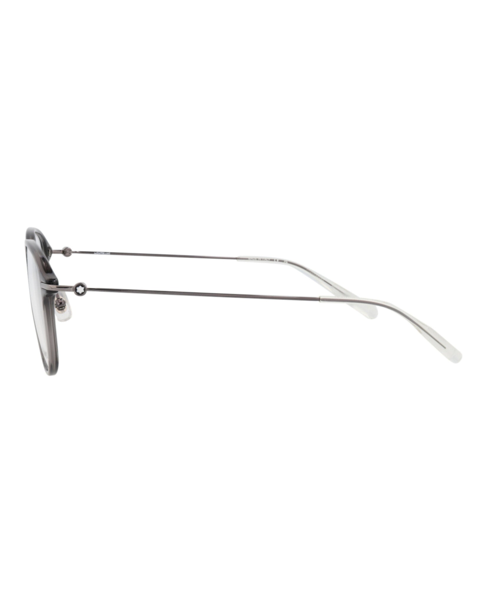 Montblanc Mens Round/Oval Grey Ruthenium Transparent Fashion Designer Eyewear