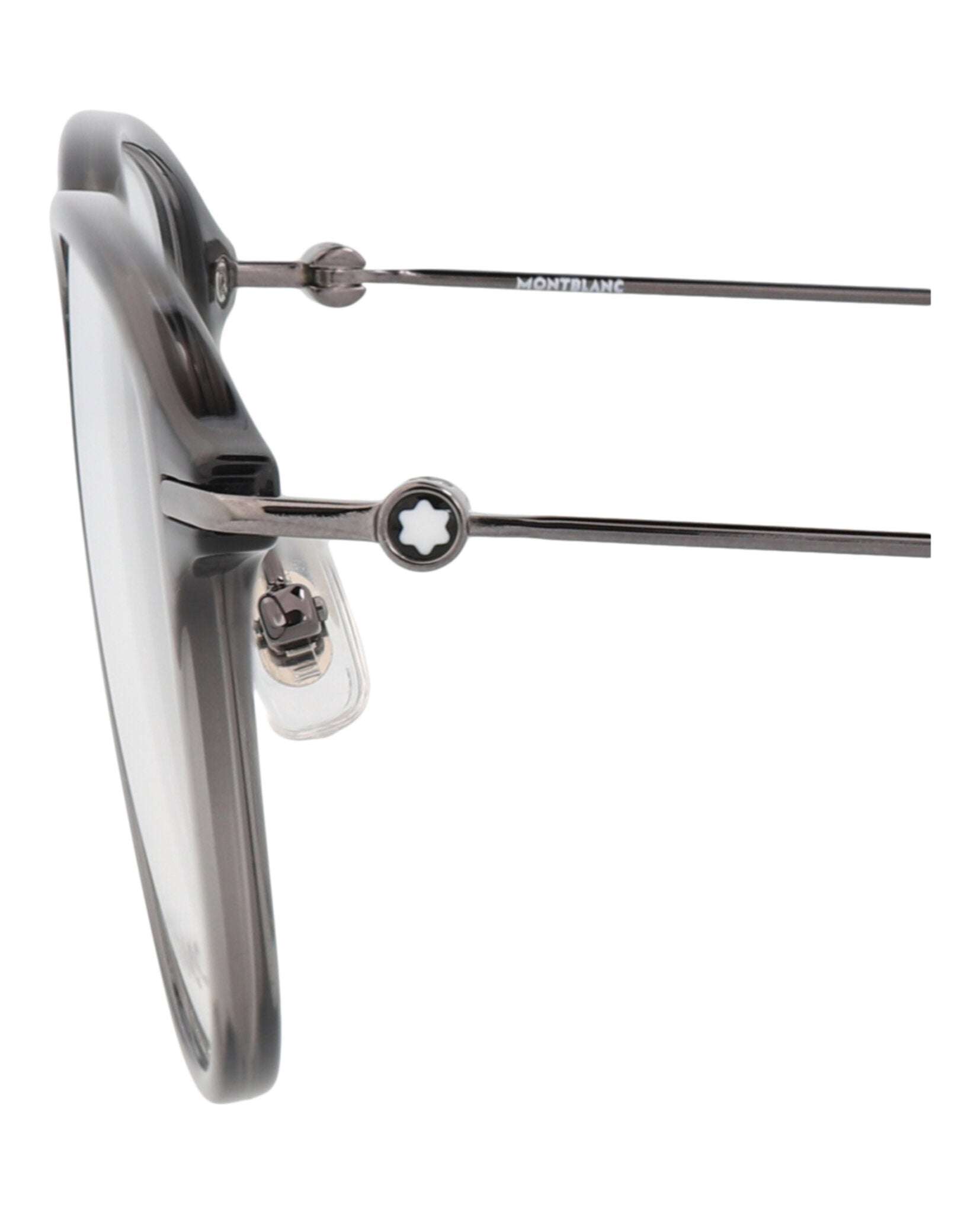 Montblanc Mens Round/Oval Grey Ruthenium Transparent Fashion Designer Eyewear