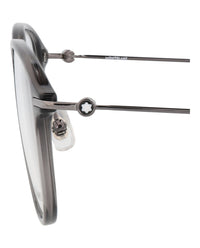 Montblanc Mens Round/Oval Grey Ruthenium Transparent Fashion Designer Eyewear